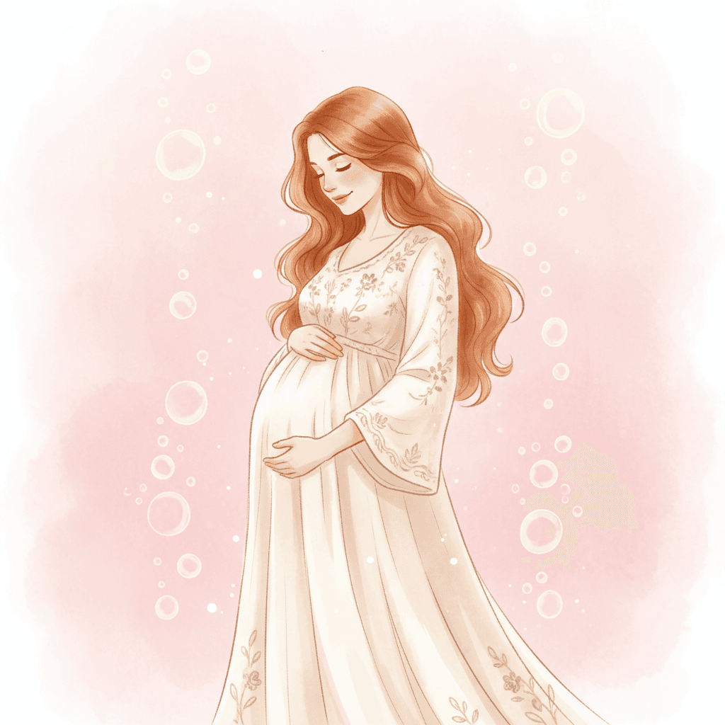 Illustration of an expectant mother resting her hands on her bump